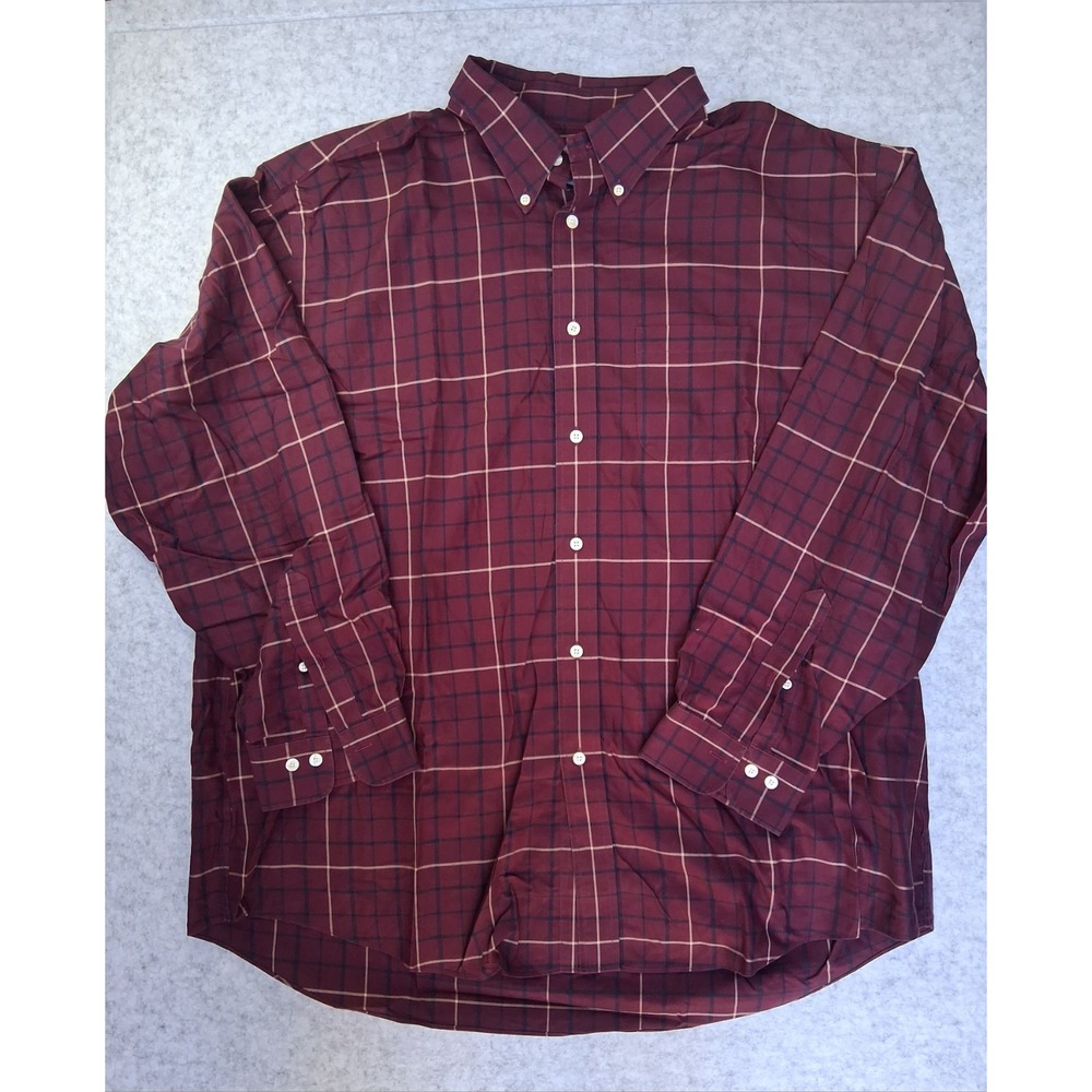 Brooks Brothers Men Shirt XXL Burgundy Non-Iron Long Sleeve Button Down
